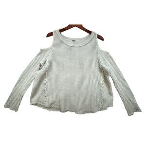 Free People Womens Cold Shoulder Knit Sweater Ivory Size XS Cream